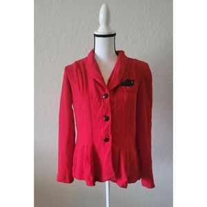 Red Pleated Suit Jacket